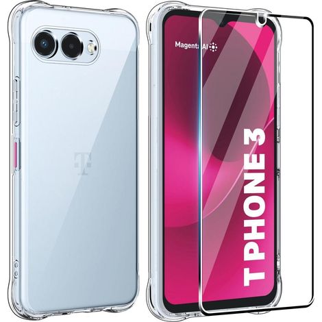 Handyhülle für Telekom T Phone 3 + Schutzfolie, Transparent, TPU