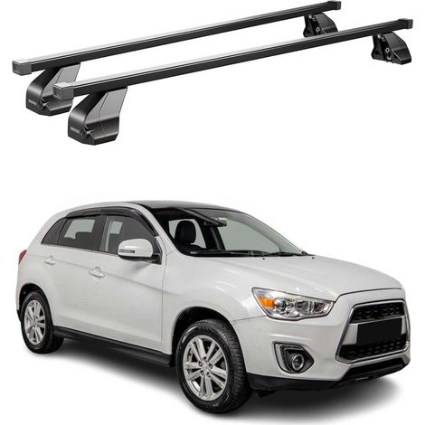 OMAC Dachträger Querträger Stahl für Mitsubishi ASX 2010-2019 – Abschließbar – City-Crash-getestet – DIN 75302:2019 – ISO/PAS 11154:2006 – Max. 75 kg Schwarz (1/5)