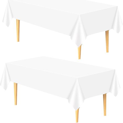 Lot de 2 nappes blanches jetables 137x274cm, imperméables, pour anniversaire, mariage, fêtes. (1/3)