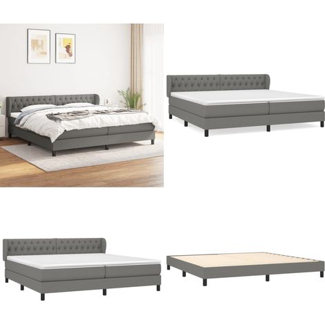 Boxspringbett mit Matratze Dunkelgrau 200x200 cm Stoff - Boxspringbett - Doppelbett - Bettenrahmen - Lattenrost - Matratze - Home & Living