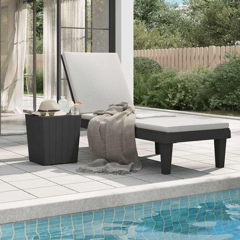 vidaXL Tumbona de polipropileno negro 155x58x83 cm (1/5)