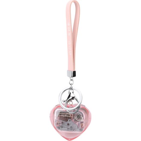 Boîte à musique porte-clés en forme de cœur, ornement boîte à musique, décoration pour la maison ou le bureau, jouet musical pour enfants, cadeau rose (1/5)