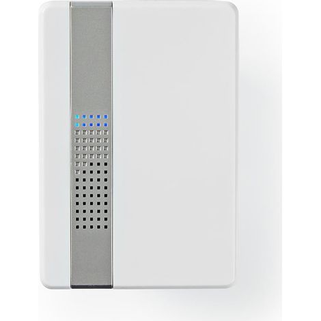 Timbre inalambrico adaptador de corriente 220 - 240 v ca 50 hz 1x cr2032 volumen 80 db alcance de la senal 300 m ip44 volumen ajustable 36 melodias 1 receptor blanco