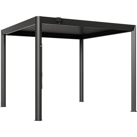 PRIMEYARD Pergola 3,5x3 m Aluminium Pfosten und Lamellendach aus Stahl - anthrazitfarbene Terrassenüberdachung
