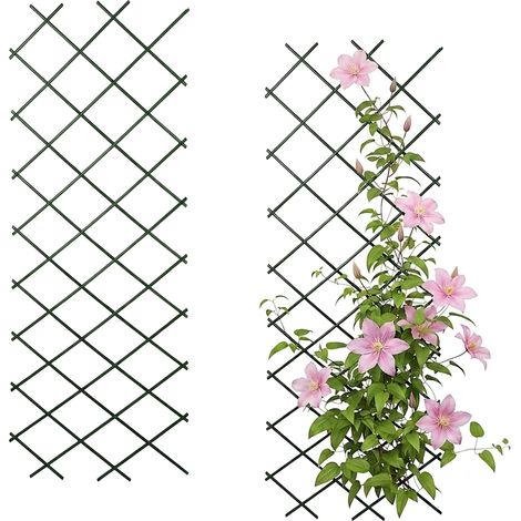 Rankhilfe ausziehbar aus Kunststoff in grün - 2er Set / 200 x 100 cm - Scherenspalier für Kletterpflanzen