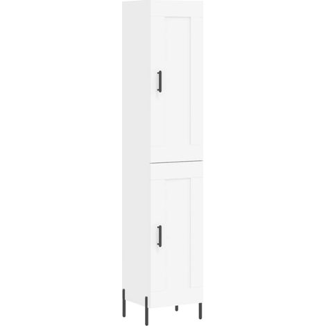 Aparador cómoda cómoda armario mueble organizador cocina salón salón alto 34,5 x 34 x 180 cm madera contrachapada blanco 020032265