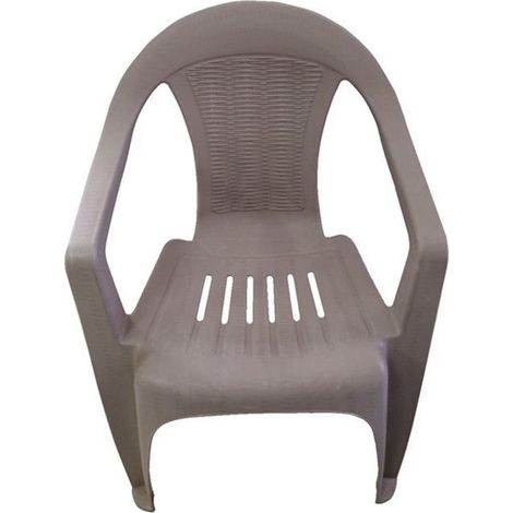 TrAdE Shop Traesio - Set 3pz Sedia In Plastica Con Braccioli Tortora Monoblocco Impilabile 53x43x78cm 035969 - (1/2)