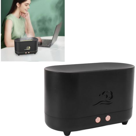 Dispositivo de aromaterapia con simulación de llama: humidificador USB negro con capacidad de 225 ml y nivel de ruido de 35 dB para el hogar y cafeterías. (1/5)