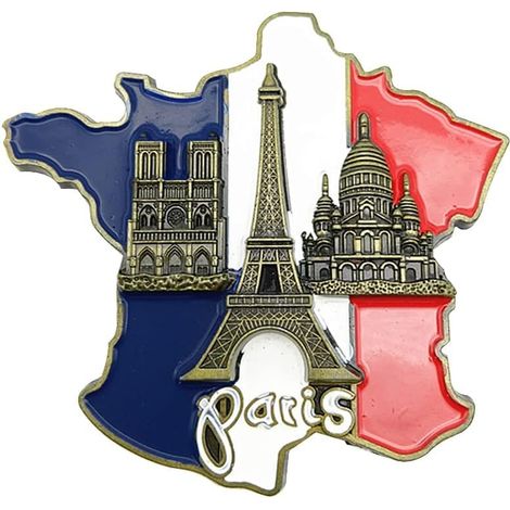 Autocollant multicolore avec aimants pour réfrigérateur, carte de France, aimants en résine 3D, aimants décoratifs pour réfrigérateur, cathédrale Notre-Dame de Paris, ensemble d'accessoires pour la (1/5)