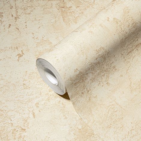 A.S. Creations – Papier peint vinyle beige effet béton – Lessivable et brossable – Raccord libre – 250g/m² – Pour intérieur