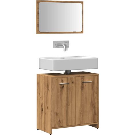 Mueble de baño con espejo de madera ingeniería roble artesanal vidaXL (1/5)