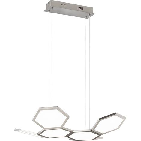 Pendellampe Pendelleuchte Esstischlampe Deckenlampe Deckenleuchte, dimmbar, Metall Acryl Aluminium, 26W 3000K 2000lm LED, Wofi 6323.01.64.8000 (1/3)