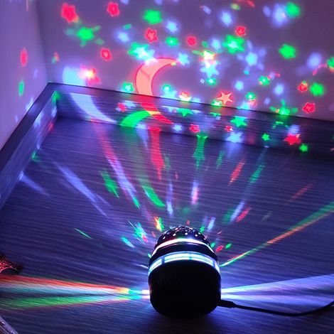 Sternen-Nachtlichtprojektor für Kinder, 360°-Drehung, LED-Projektionslampe, USB-Anschluss, bunte Schleierkraut-Lichter (1/4)