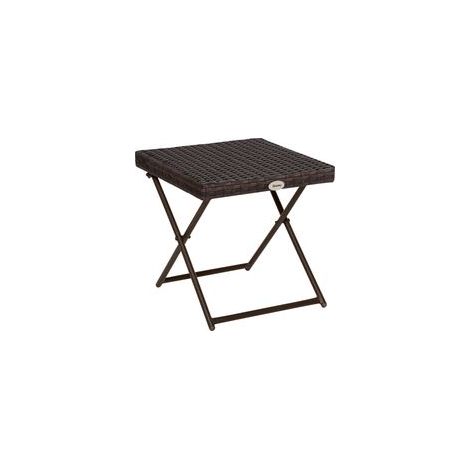 Klappbarer Gartentisch im gemütlich-schicken Stil, Maße 40 x 40 x 40 cm (L x B x H), Stahl und Gestell aus Kunstharz-Imitat-Rattan, braun (1/5)
