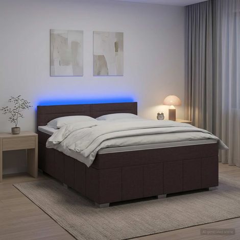 vidaXL Lit boxspring avec matelas Marron foncé 180 x 200 cm Tissu (1/5)