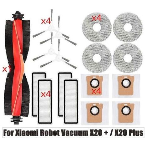 Accessoires de rechange pour aspirateur robot Xiaomi X20+/X20Plus : filtre de brosse principale, sac à poussière et serpillière. (1/5)