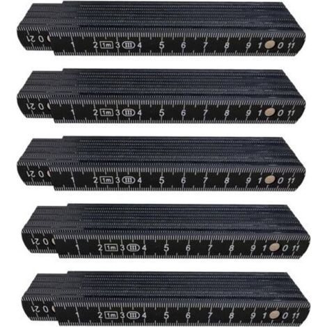 Lot de 5 règles pliables en plastique, 1 m de long, incassables, noires, idéales pour le bricolage, la maison, les loisirs et l'atelier.