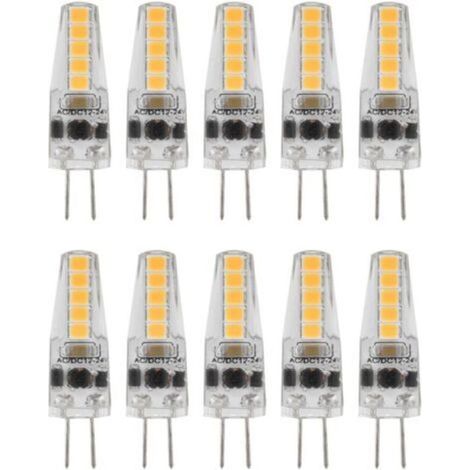 10pcs Ampoules LED G4, 2W 3000K AC 12-24V Ampoules à Intensité Variable pour Lustre Plafonnier Lampe de Table Blanc Chaud (1/4)