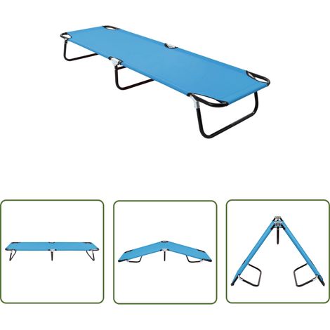 Extérieur - vidaXL Chaise longue pliable acier bleu turquoise - Chaise longue pour enfants (1/5)
