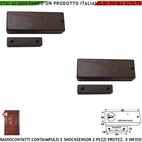 Rilevatore Magnetico Wireless Fr. 433,92 MHz Sismico Regolabile 2 Pezzi Con Ingresso Sensori Antifurto Remoti NC Contaimpulsi Per Switchallarm Codice SecurLysa Anticollisione Rileva Trapano e Scasso (1/4)