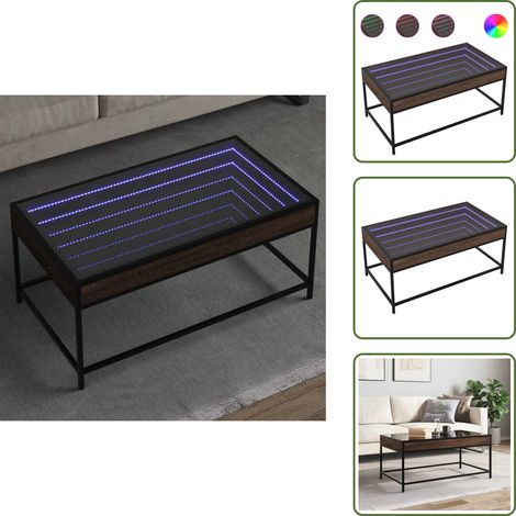 Couchtisch mit Infinity-LED Braun Eichen-Optik 90x50x41 cm - Couchtisch - Couchtische - Beistelltisch - Sofatisch (1/5)