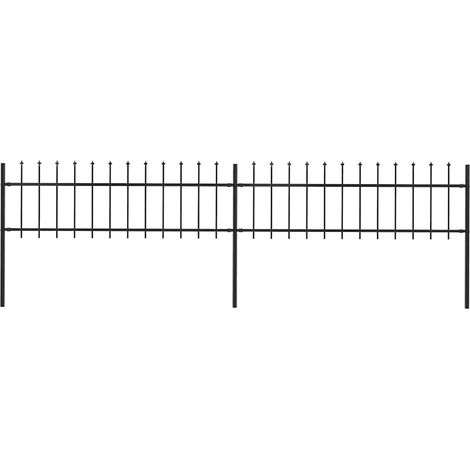vidaXL Garden Fence with Spear Top Steel 337x60 cm Black