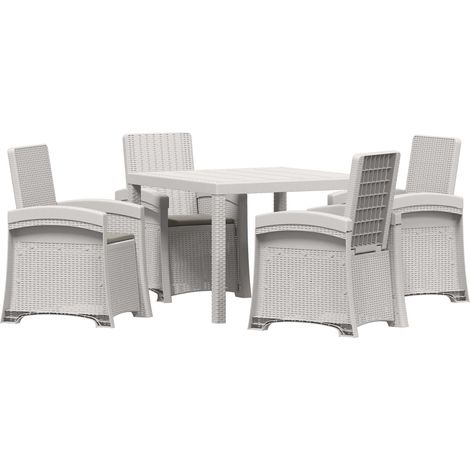 Garden Dining Set 5 pcs White and Light Grey PP vidaXL (1/5)