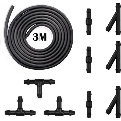Kit de tuyaux de liquide lave-glace, 3M - Buse d'essuie-glace, tuyau de pulvérisation de lave-glace avec connecteur de tuyau, 9 pièces (1/4)