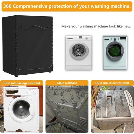 machine à laver et sèche linge d'extérieur housse imperméable avec ouverture frontale 60 x 55 x 85 cm 85 cm Noir (1/4)