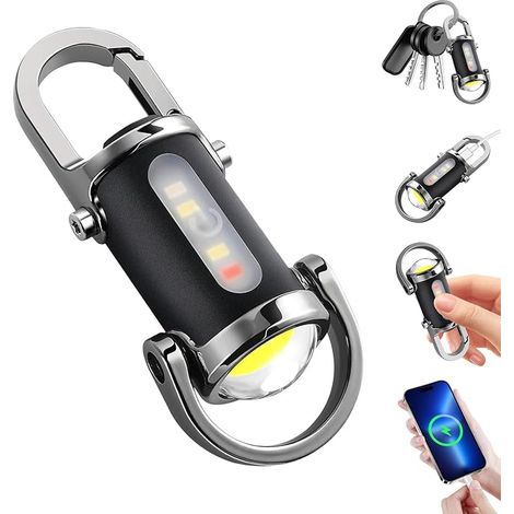 Linterna LED Yesay ultra potente, recargable por USB-C, resistente al agua, 7 modos, linterna llavero para camping, uso al aire libre, emergencias y pesca. (1/5)