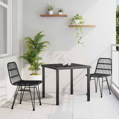 Garden Dining Set 3 pcs Black Poly rattan vidaXL (1/5)