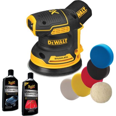 Dewalt DCW210N Cordless Brushless 18v XR Orbital Sander 125mm Polish & Pads x6 (1/3)