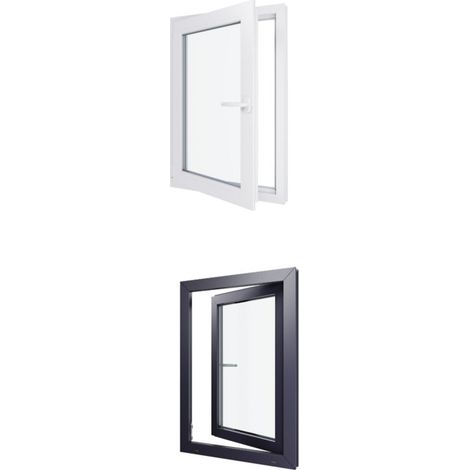 Finestra in PVC - Triplo vetro - Bicolore - Bianco e grigio - 600 mmx1000 mm cm