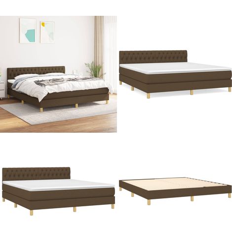 Sommier à lattes de lit avec matelas Marron foncé 180x200 cm - Lit Double - Lit Tapissier - Literie - Chambre À Coucher - Matelas À Ressorts Ensachés - Home & Living (1/5)