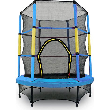 TRAMPOLINO BLU-GIALLO PER CASA E GIARDINO 140 JF (1/5)