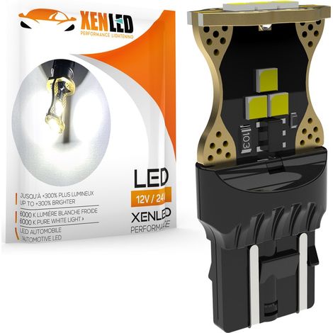 1 x AMPOULE W21W LED Canbus 570Lms XENLED - BLANC PUR - 7440 T20 - 9/24Vdc Sans erreur OBC (1/2)