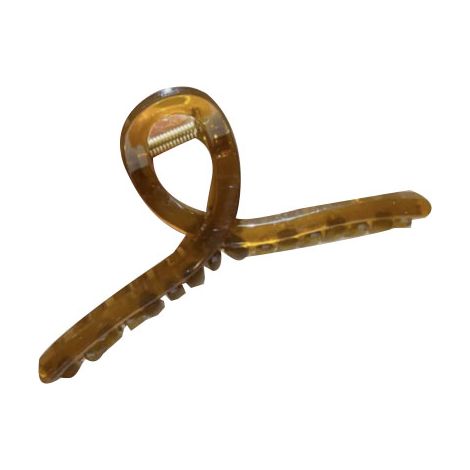 Pince à cheveux en résine épaisse 15cm, Grippe forte, Barrette texturée marron clair (1/4)