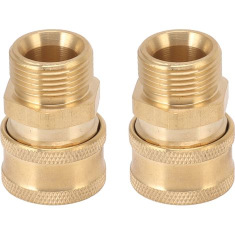 2 adaptateurs en cuivre pur M22 pour nettoyeur haute pression, filetage femelle NPT 3/8" vers filetage mâle M22, diamètre intérieur 15 mm / 0,59"