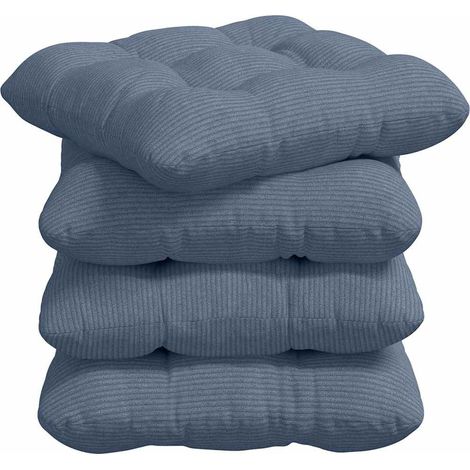 Seat Cushions 4 pcs Blue 40 x 40 cm Corduroy Fabric vidaXL