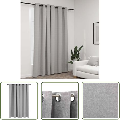 INLIFE Rideau occultant Aspect de lin avec œillets Gris 290x245 cm (1/5)