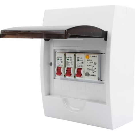 Boîtier électrique 2 modules 40A 30mA disjoncteur différentiel + 2 disjoncteurs pour garage et bâtiment résidentiel (1/5)