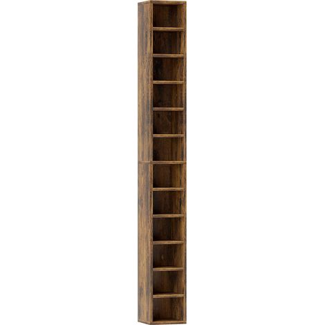 Étagère Solmire colonne rangement CD élégante moderne effet bois vieilli pour salon chambre bureau (1/5)