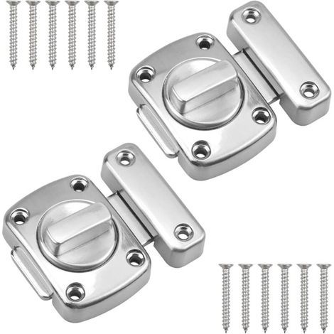 Loquet de Porte Sécurité Rotatif Verrou Cabine en Alliage Zinc Serrure Tournante avec Vis pour d'armoire Salle Bain, Argent, 40 mm 55 mm 12,5 mm (1/4)