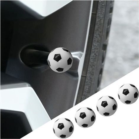 4 Pièces Auto Bouchons Valve Pneu, Bouchon Valve Pne, Cache-Poussière Valve Universelle, Bouchon Valves Pneu Voiture, Imperméable Anti-Résistant Valves Pneu Universelle Voiture(Football) (1/5)