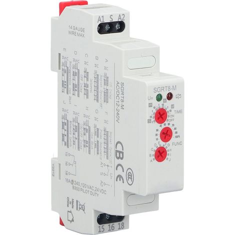 Relais intermédiaire miniature SGRT8-M sur rail DIN, 5A/16A, auxiliaire, 12-240VAC/DC (1/5)