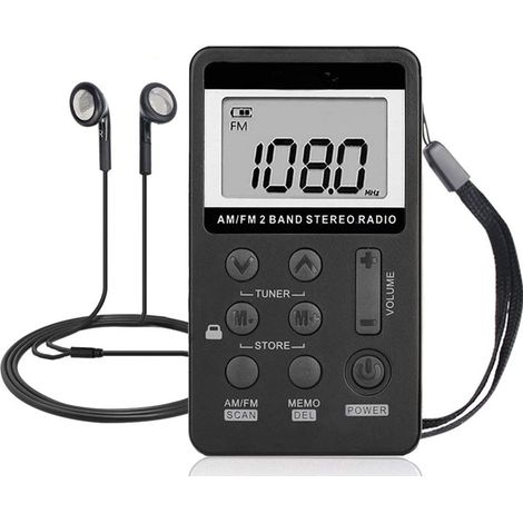 APEX Mini radio portable AM/FM, mini récepteur stéréo de poche avec syntonisation numérique DSP, écran LCD, rechargeable par USB (1/5)