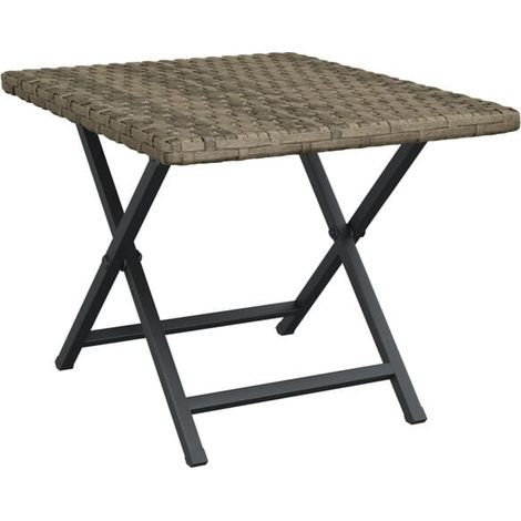 Table pliante grise, dimensions 45x35x32 cm, en résine tissée. (1/5)