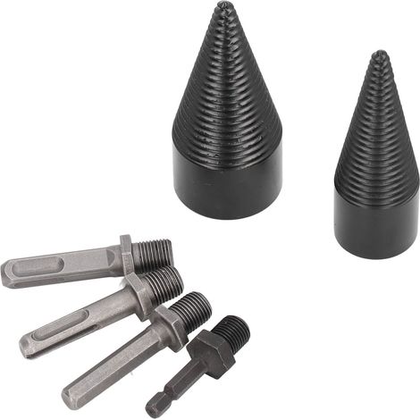 Lot de 6 forets à fendre le bois 32 mm et 42 mm détachables, robustes et à cône, avec 4 poignées pour le camping (1/5)