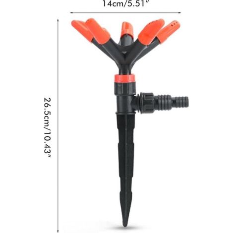 Aspersor automático de jardín,Rotación de 360°,5 brazos,Altura ajustable,Ideal para regar plantas,Aspersor giratorio para césped (1/4)