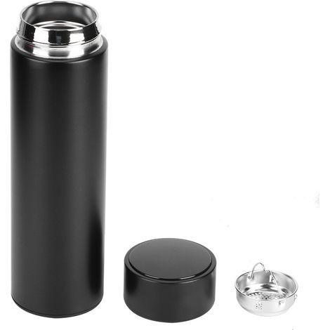 500 ml Isolierte Wasserflasche mit LED-Temperaturanzeige, Thermobecher, Schwarz (1/5)